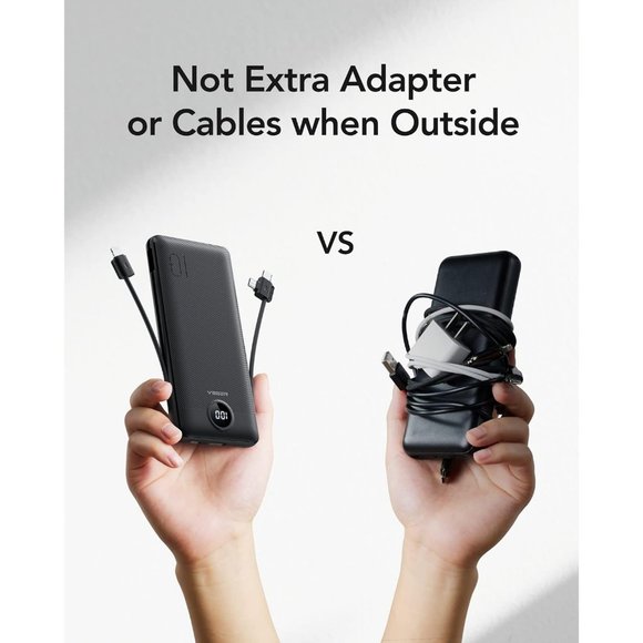 Power Bank for iPhone Built in Cables Fast Charging USB C Slim 10000 - Picture 5 of 7